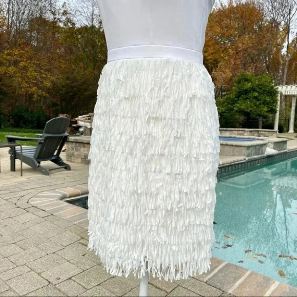 NWT Anthropologie BHLDN Aidan Mattox Prominade Fringe Mini Dress Short White 2 - Picture 9 of 12